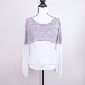 PINK | Gray Long Sleeve Pocket Campus Tee Shirt